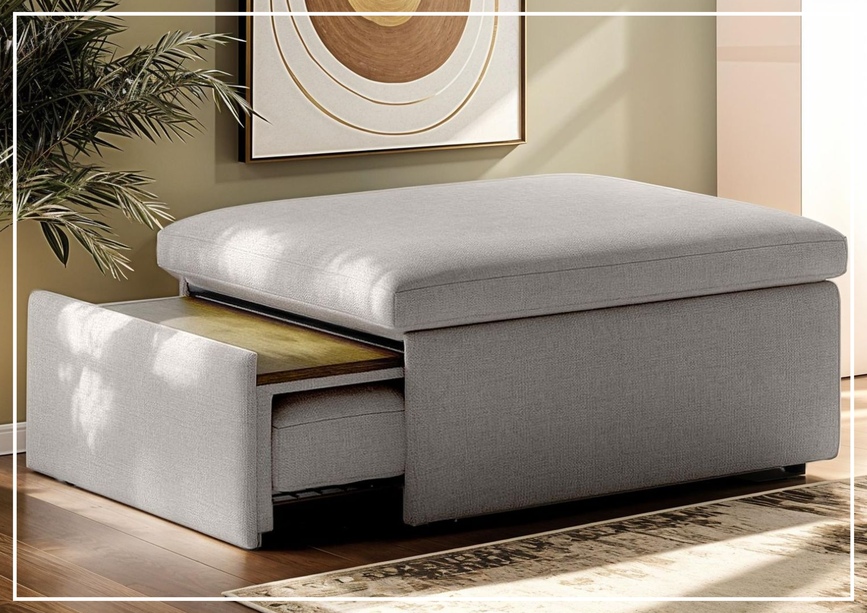 Luonto Otto Cot Size Sleeper Ottoman with Storage Drawer - Convertible Daybed for Guest Room, Nursery & Small Space Living - Perfect for Apartments, Dorms & Home Offices