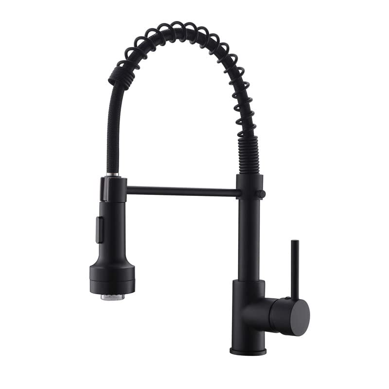 Black Single Handle Copper Kitchen Faucet - Modern CRO Decor Pull Down Sprayer for Farmhouse & Industrial Style Kitchens - Perfect for Cooking, Washing Dishes & Food Prep