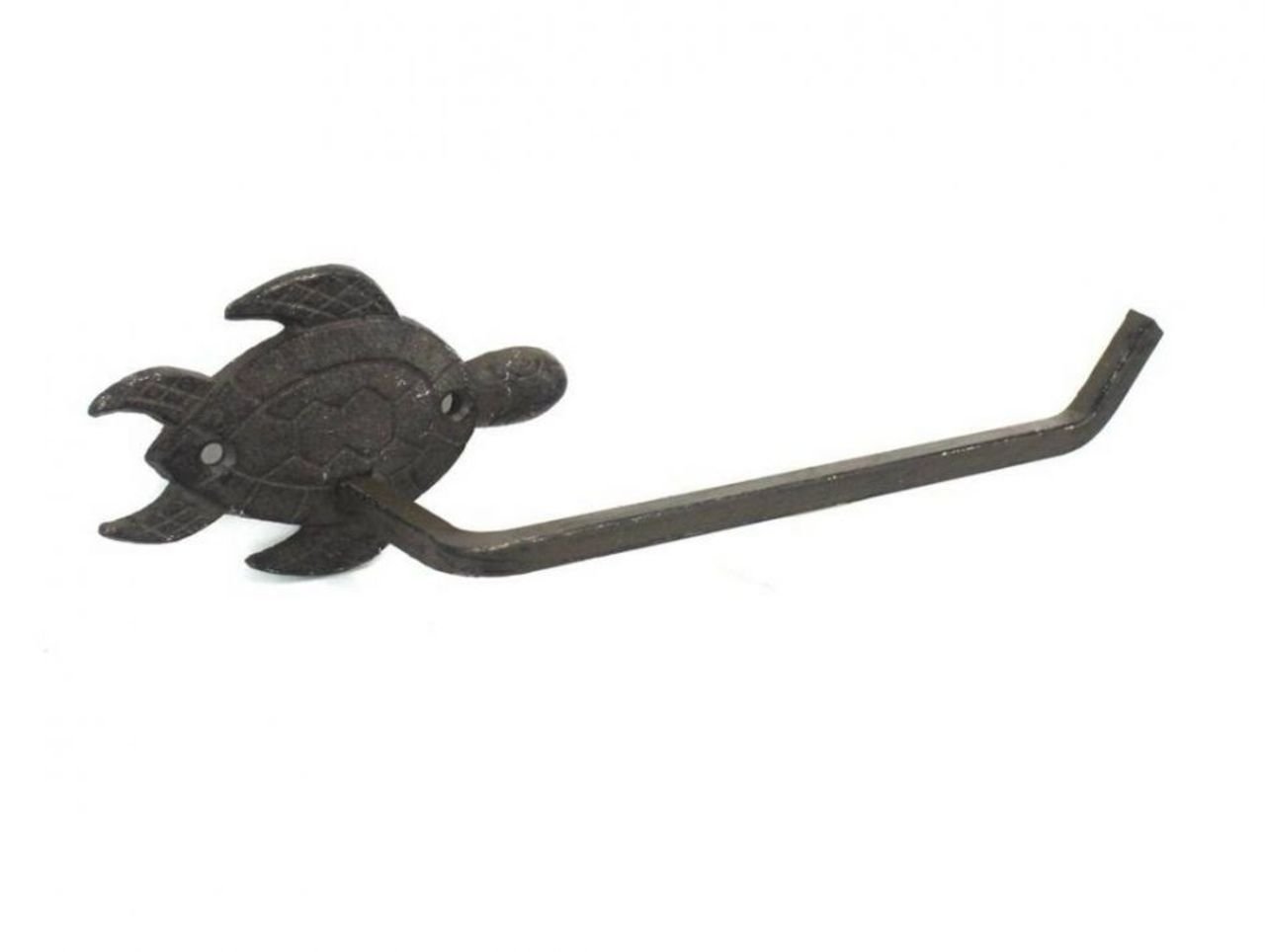 Hampton Nautical Cast Iron Sea Turtle Toilet Paper Holder - 10 Inch Rustic Bathroom Decor - Coastal Beach Theme Home Accessory for Bath, Powder Room & Vacation House Decorating