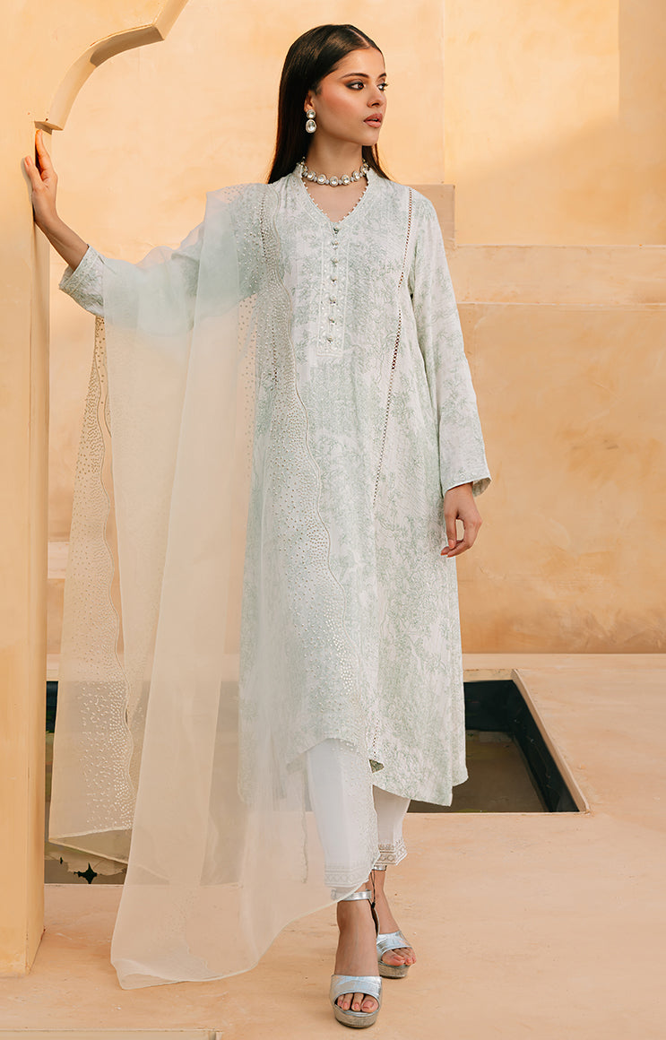 LUSH MEADOW 2-Piece Ethnic Outfit Set - Embroidered Cotton Shirt & Matching Dupatta Scarf | Traditional Indian Pakistani Women's Clothing for Festivals, Weddings & Special Occasions