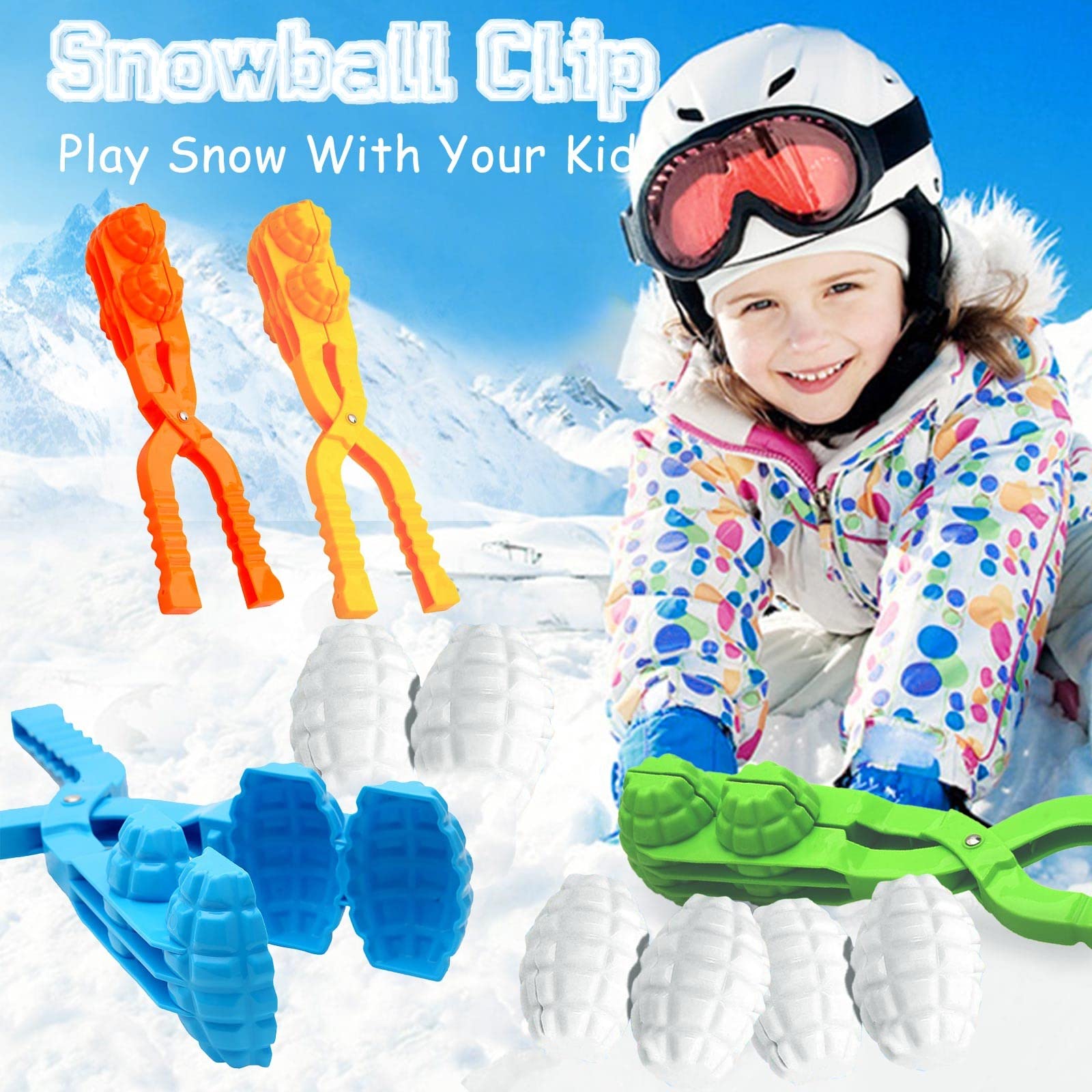 2Pcs Snowball Maker Kit - Fun Snowball Toys for Kids & Adults - Winter Outdoor Snow Play Toys for Snowball Fights & Snowman Building - Perfect for Backyard, Park & Snow Day Activities