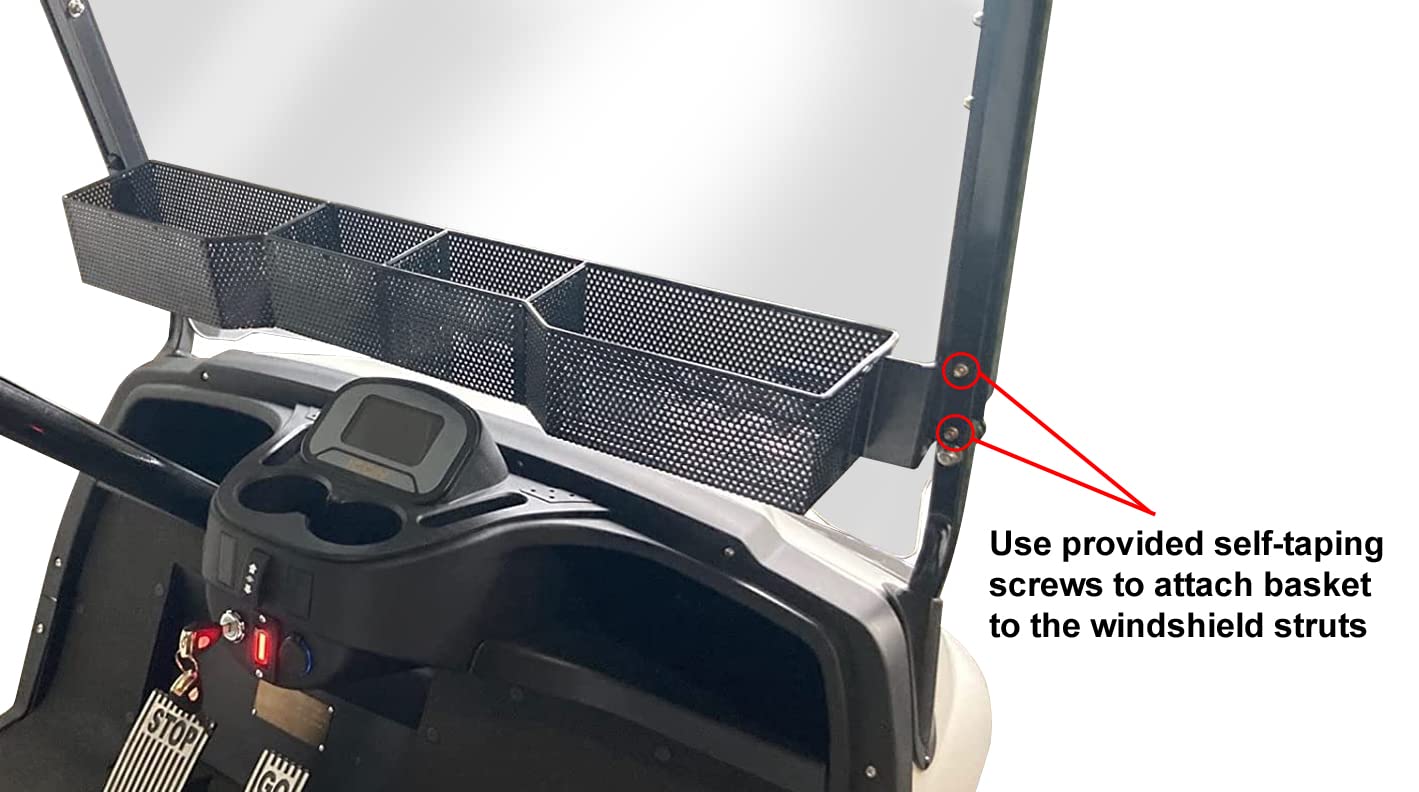 **Huskey Golf Cart Front Basket – One-Piece Design, Large Storage Compartments – Compatible with I-CON Golf Carts – Durable & Spacious – Perfect for Golf Gear, Snacks & Accessories**