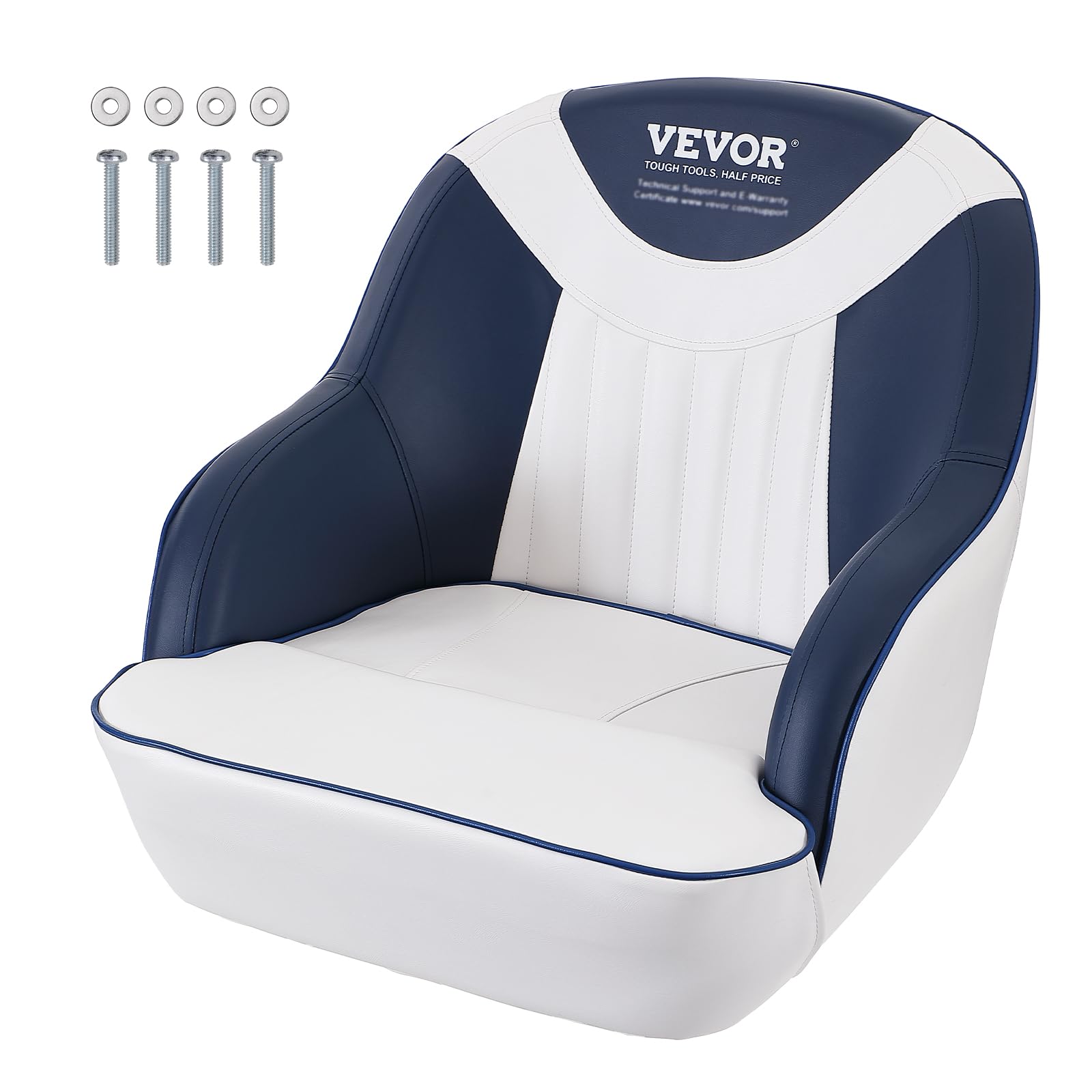 VEVOR Captain Bucket Seat - Heavy Duty Pontoon Boat Chair with Thickened Sponge Padding, Adjustable Swivel Fishing Boat Seat for Pontoon, Speedboat, Canoe & Marine Use - Perfect for Fishing, Sightseeing & Water Sports (1-Piece)