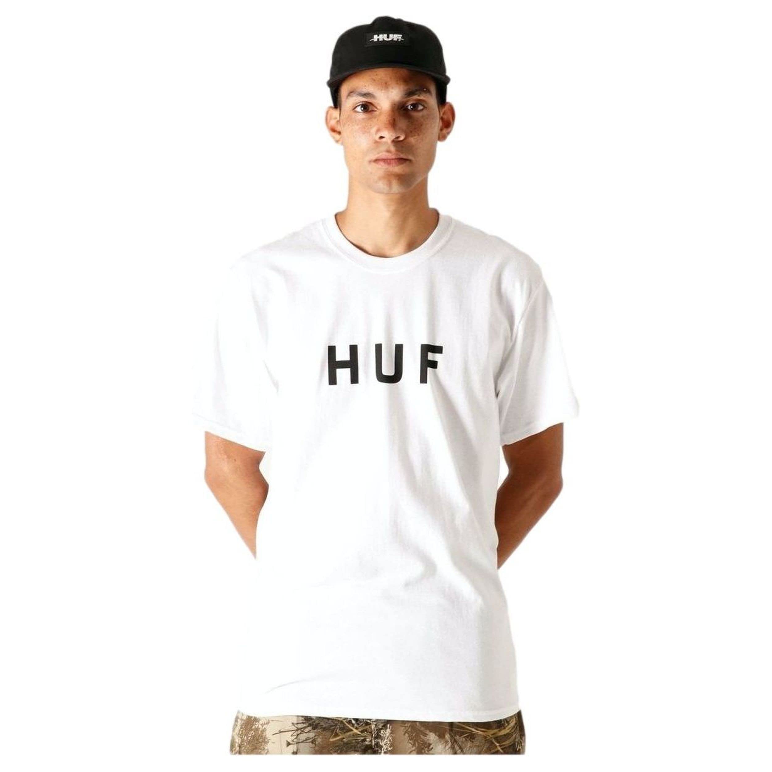 HUF Men's Essentials Original Logo Short Sleeve T-Shirt - Casual Streetwear for Everyday Wear & Urban Fashion