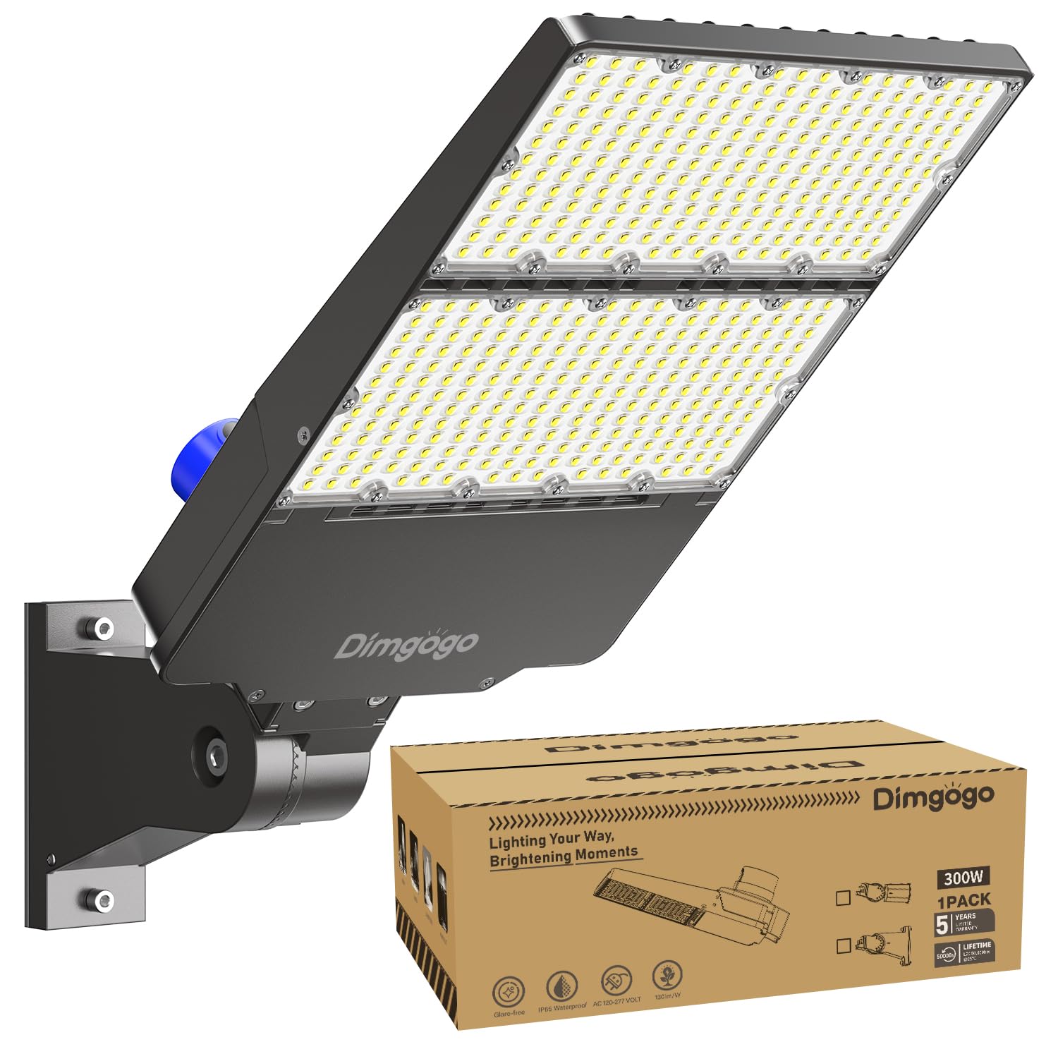 300W LED Parking Lot Light - Dusk to Dawn Outdoor Street Lighting with Photocell Sensor, 6500K Daylight White, Waterproof Commercial Flood Light with Adjustable Arm Mount - Perfect for Parking Lots, Warehouses, Gas Stations & Building Exteriors
