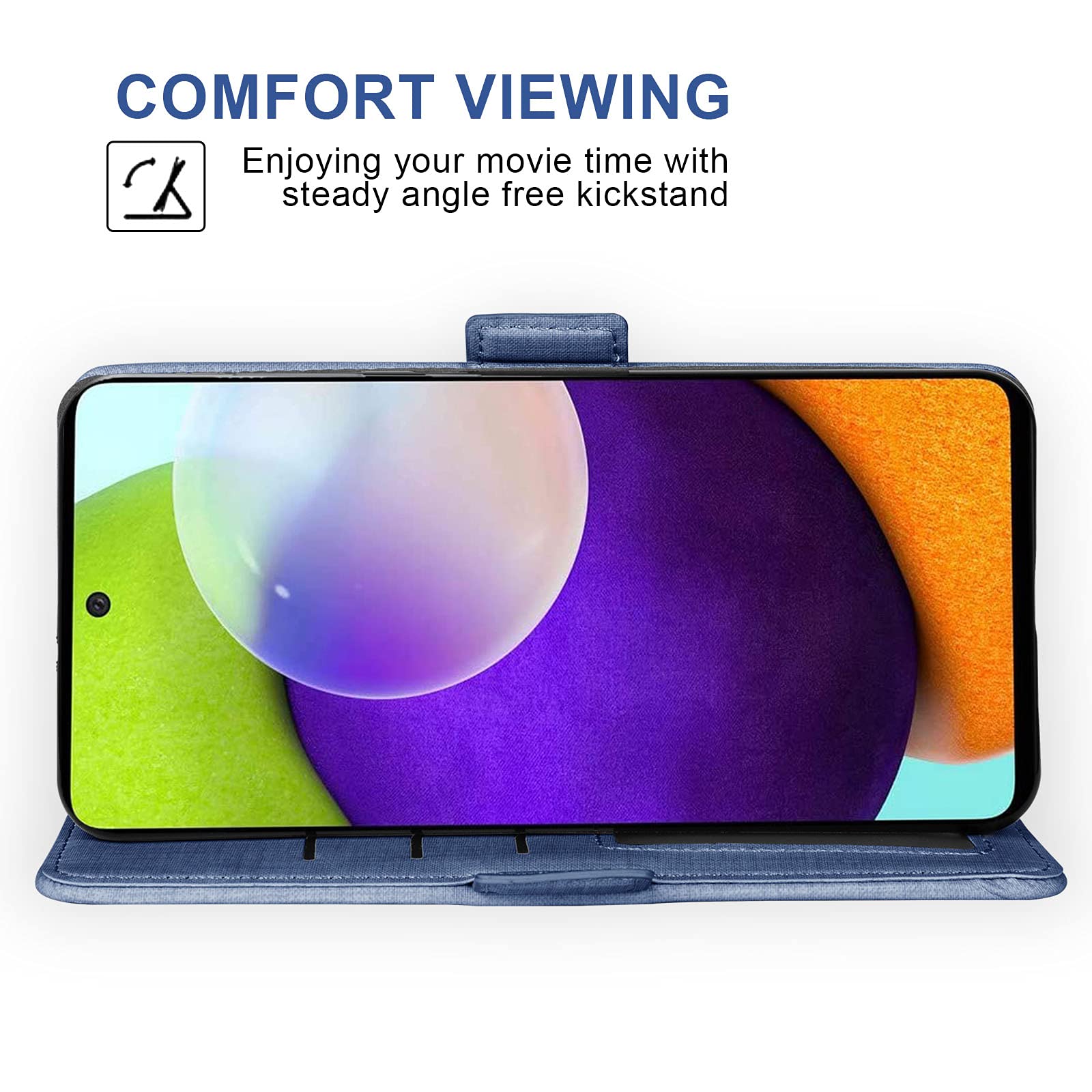 **Asuwish Samsung Galaxy A52 5G/4G Wallet Case with Tempered Glass Screen Protector – Leather Flip Cover Card Holder & Stand – Compatible with Galaxy A52 5G/4G (Blue, Unisex) – Perfect for Work, Travel & Daily Use**