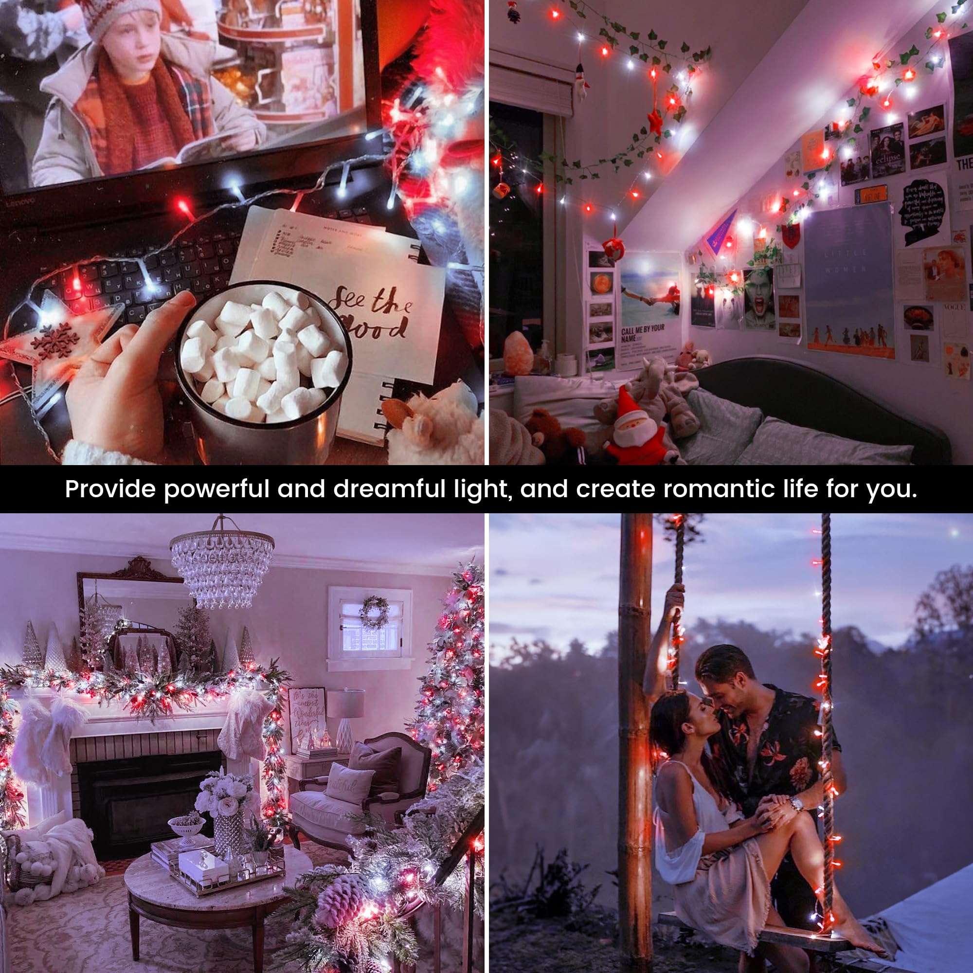 Hopolon 33FT 100 LED String Lights - Waterproof Connectable Fairy Lights for Christmas Tree, Wedding & Bedroom Decor