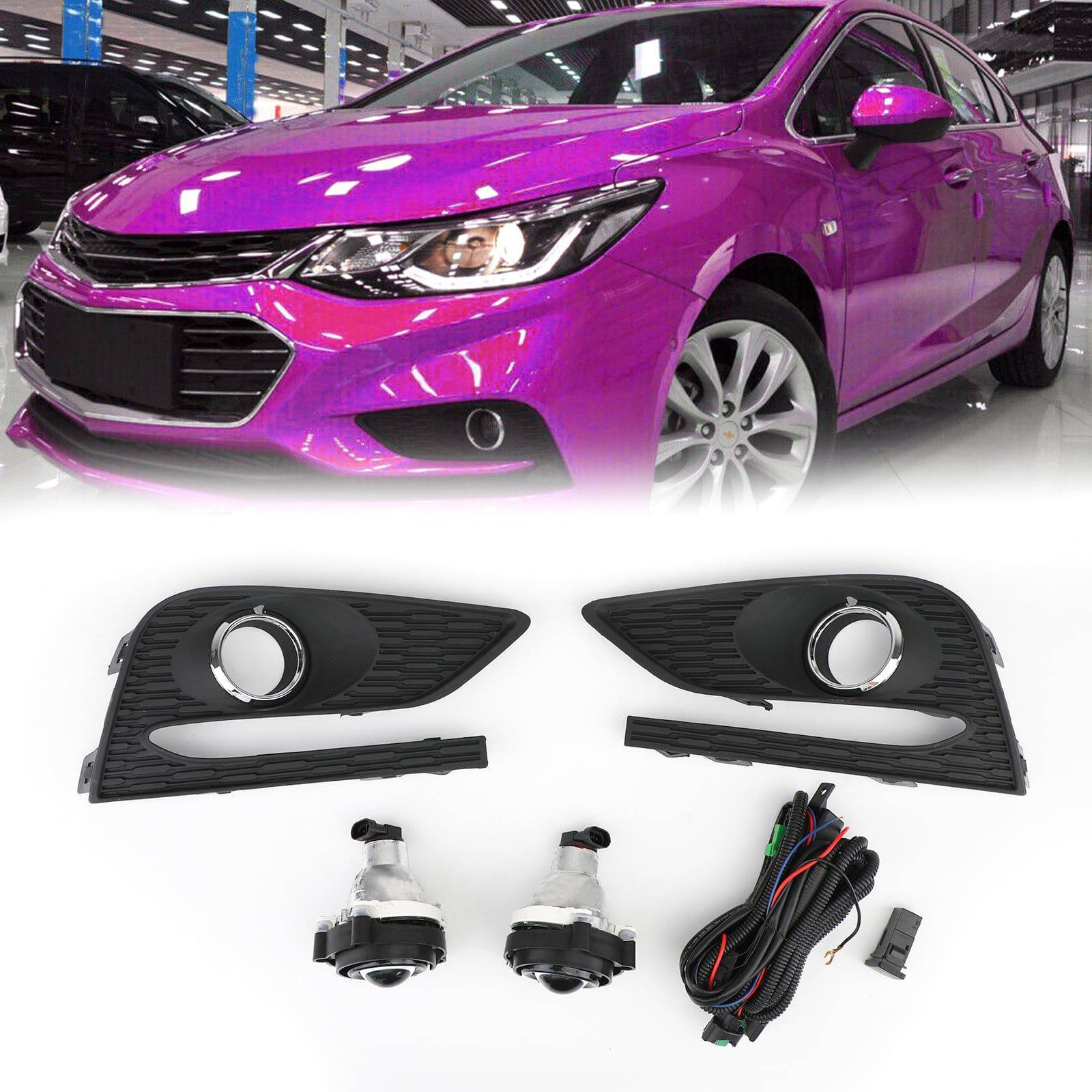 2016-2018 Chevrolet Cruze LED Fog Lights with Wiring Kit - Clear Lens for Improved Visibility in Rain & Fog - Perfect for Night Driving & Bad Weather Conditions
