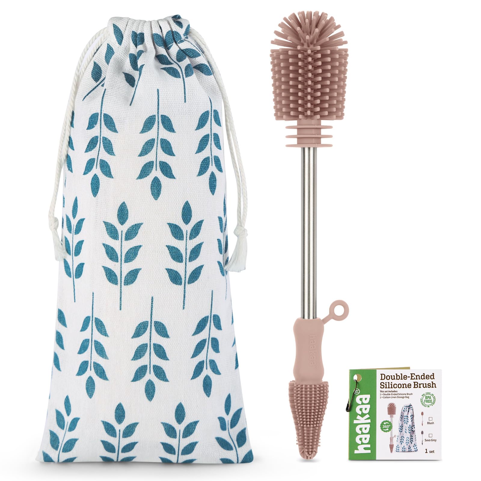 Haakaa Silicone Brush - Soft Bristles for Breast Pumps, Baby Bottles & More - Home & Travel Use