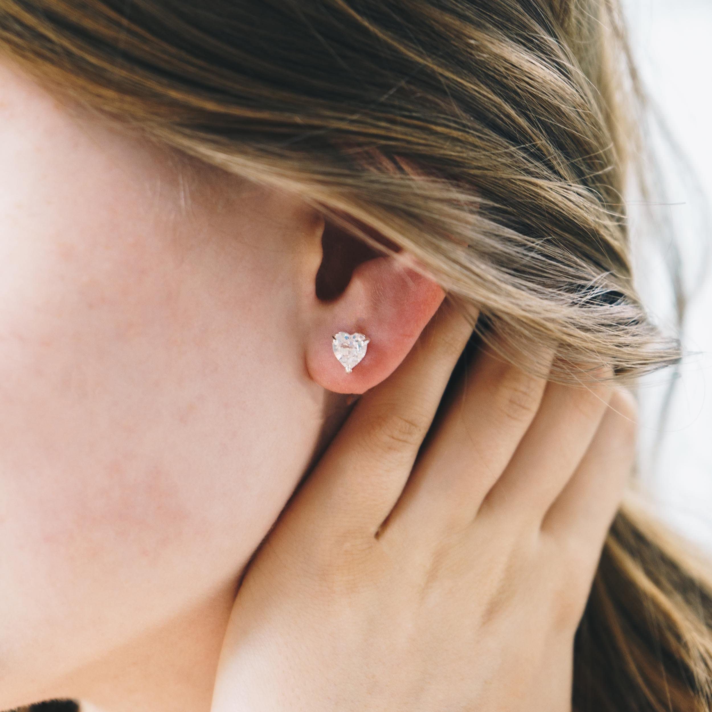 Philip Jones Sister Heart Earrings - Zirconia Crystal Jewelry Gift for Sisters