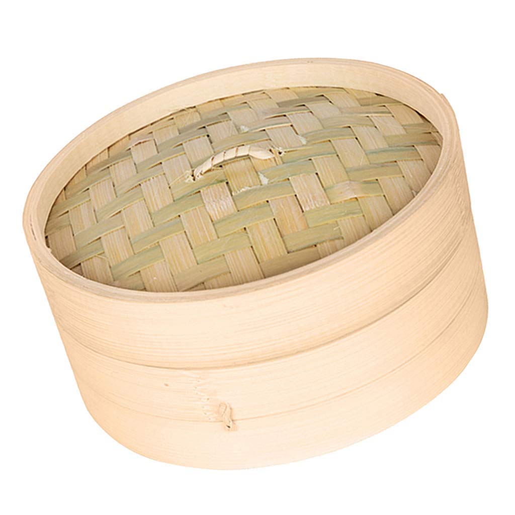 Premium Bamboo Steamer Basket - Single Tier for Steaming Dim Sum, Dumplings, Buns, Vegetables, Meat & Fish | 21cm Natural Bamboo Food Steamer for Healthy Cooking | Perfect for Asian Cuisine, Meal Prep & Party Serving