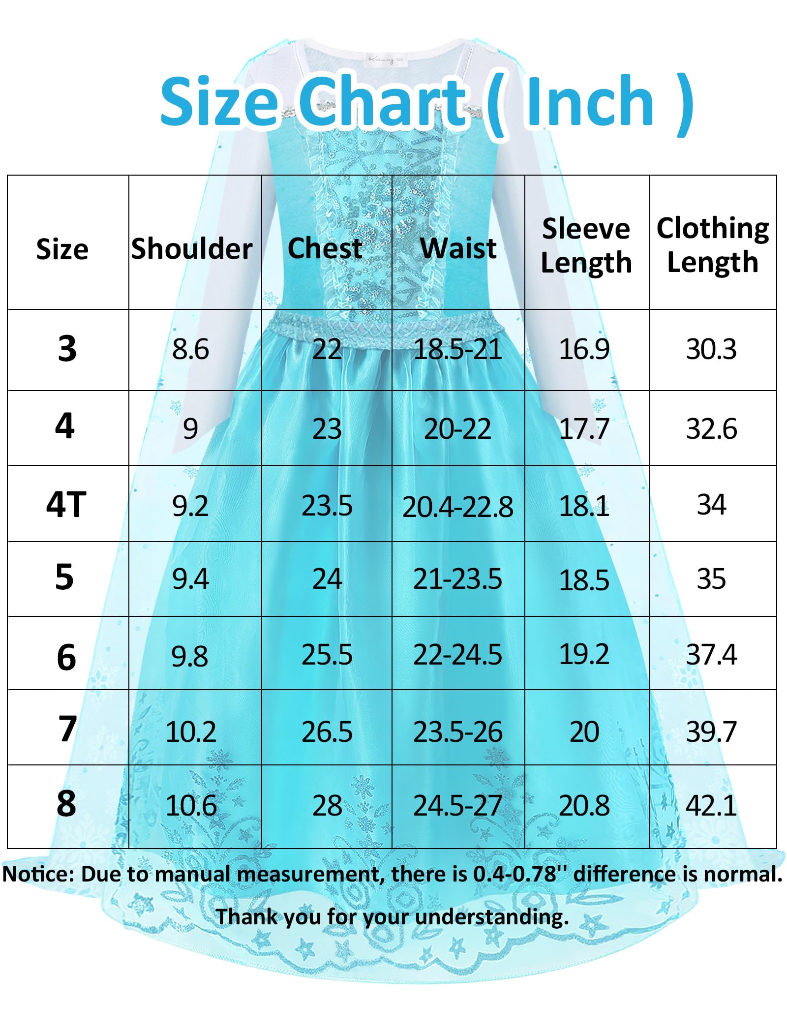 **Princess Costume Dresses for Girls - Sparkling Sequin Halloween & Birthday Party Outfit - Blue Fairy Tale Cosplay Dress for Performances & Dress-Up Play**