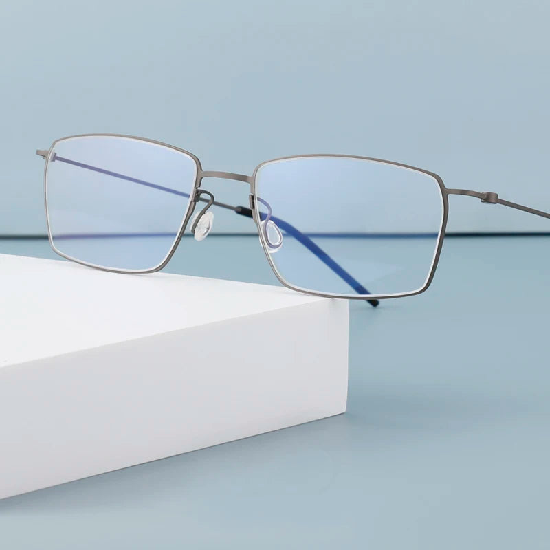 Black Titanium Square Screwless Eyeglasses for Women - Lightweight Full Rim Frame 65509 | Perfect for Work, Reading & Everyday Wear