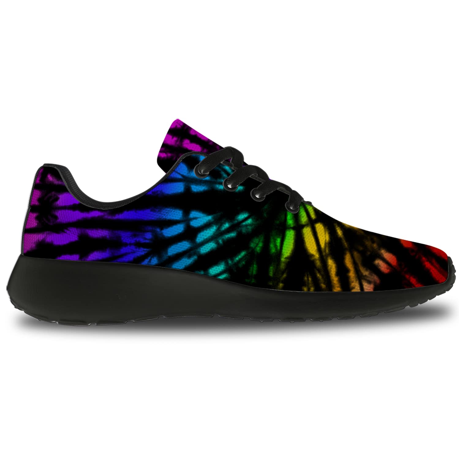 **LGBTQ Pride Running Shoes for Women & Men - Rainbow Tie Dye Walking & Tennis Sneakers - Comfortable LGBTQ+ Gifts for Gay Pride - Size 8.5 Men/10 Women Black - Perfect for Workouts, Casual Wear & Pride Events**