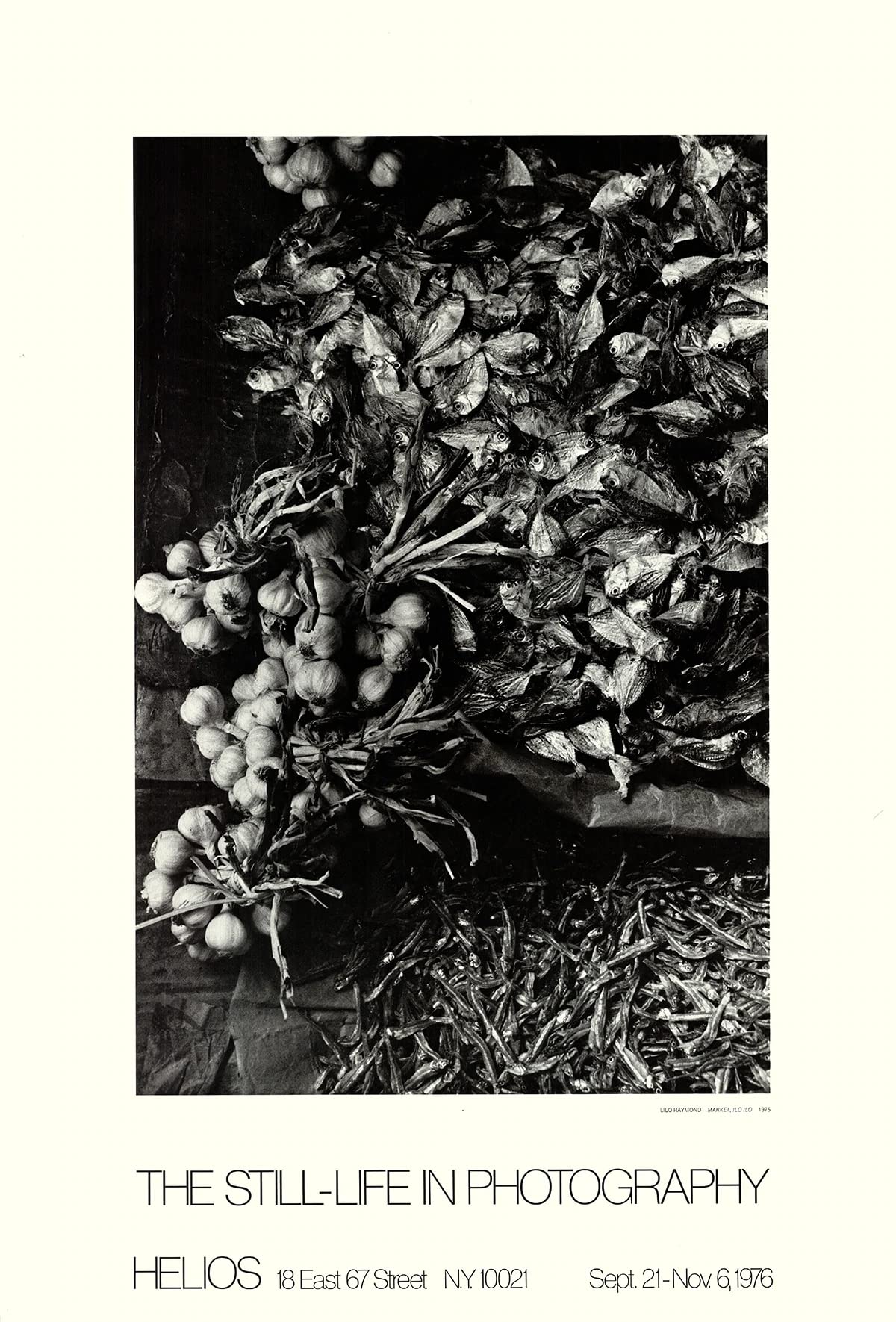 Vintage 1976 Black & White Photography Poster - LILO Raymond Market in Ilo Ilo (26.75x18.25 inches) Featuring Fishes, Onions & Garlic - Perfect for Retro Kitchen Decor, Photography Enthusiasts & Vintage Collectors