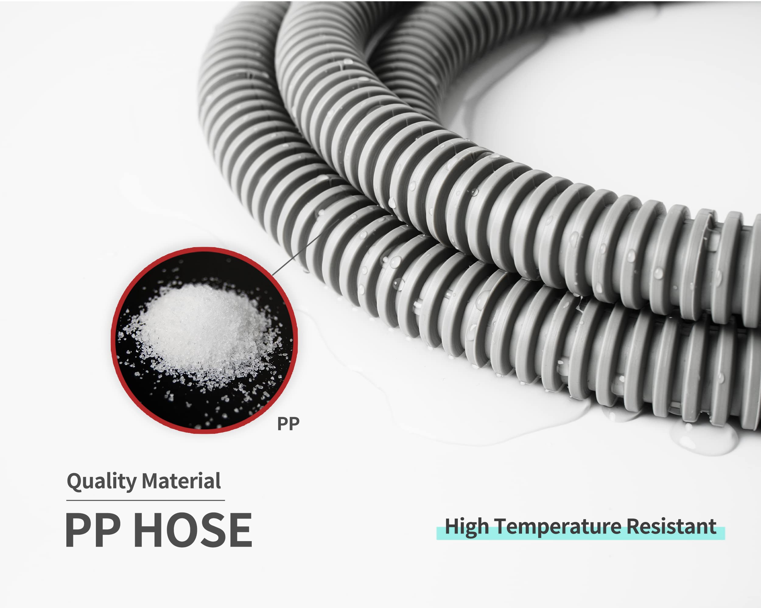 MyLifeUNIT Universal Dishwasher Drain Hose - Corrugated Flexible Extension Replacement with 2 Clamps (Fits 11/16
