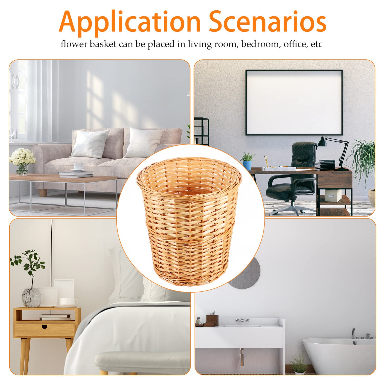 Gatuida Wicker Storage Basket - Handwoven Decorative Waste Bin for Bedroom, Kitchen & Office | Eco-Friendly Paper Trash Can with Lid | Perfect for Home Organization & Desktop Decor