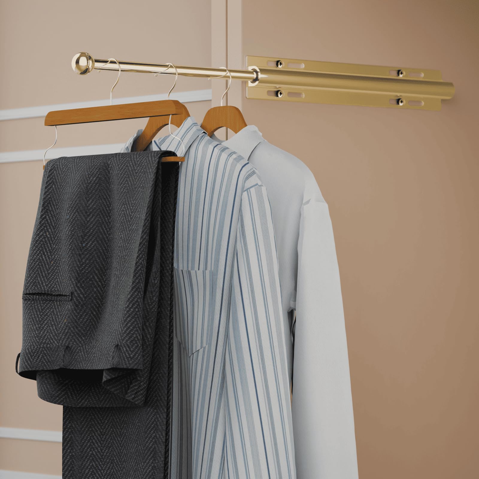 12-Inch Valet Rod for Closets - Pull-Out Closet Organizer with Smooth Glide - Durable Closet Accessory for Clothes & Wardrobe Organization - Perfect for Daily Outfit Planning & Travel Packing - Space Saving Solution for Bedroom, Walk-in Closet & Suitcase