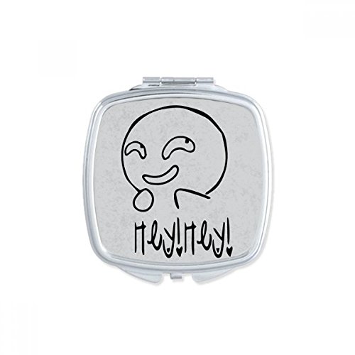 DIYthinker Strange Smile Black Cute Compact Pocket Mirror - Double Sided Glass Makeup Mirror for Travel, Purse & Handbag (Perfect for Touch-ups On-The-Go)