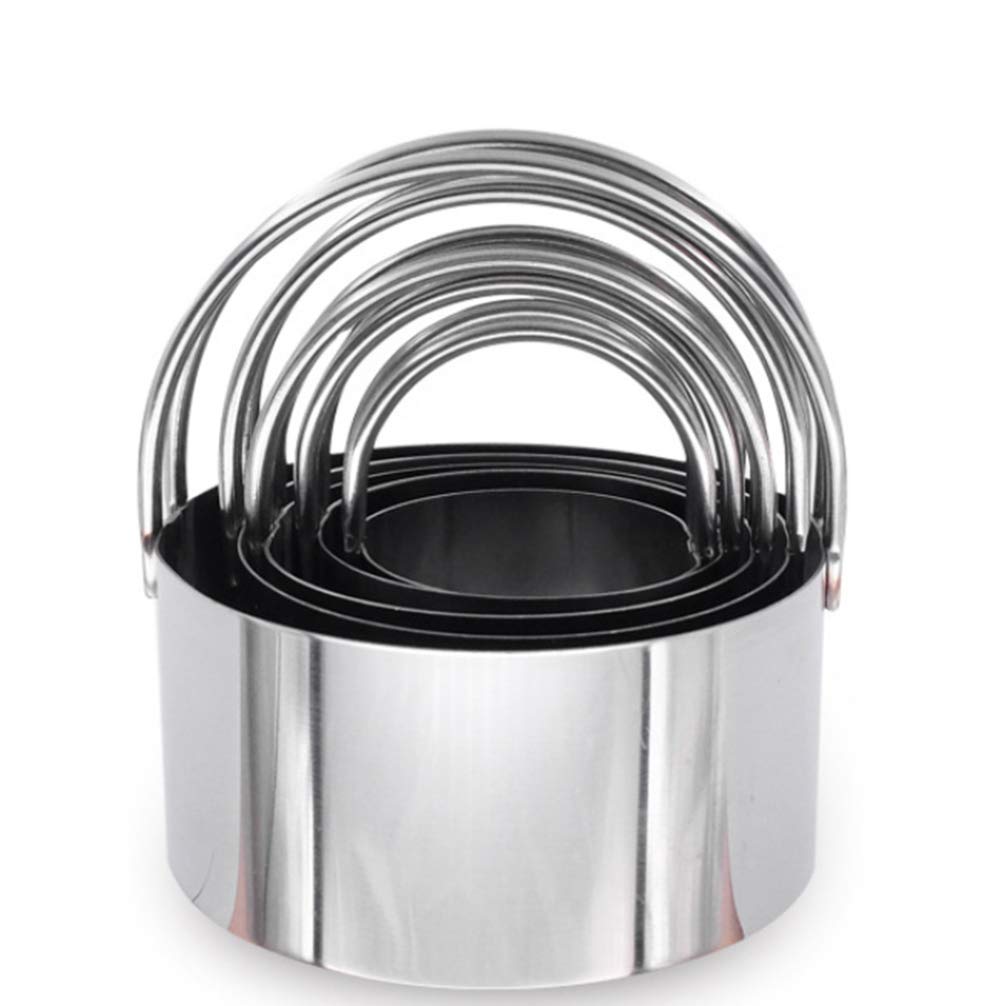 Hemoton 5-Piece Round Mousse Cake Ring Mold Set - Stainless Steel Baking Rings for Pastry, Biscuits, Flat Dough - Perfect for Home Baking, Dessert Making & Professional Pastry Chefs