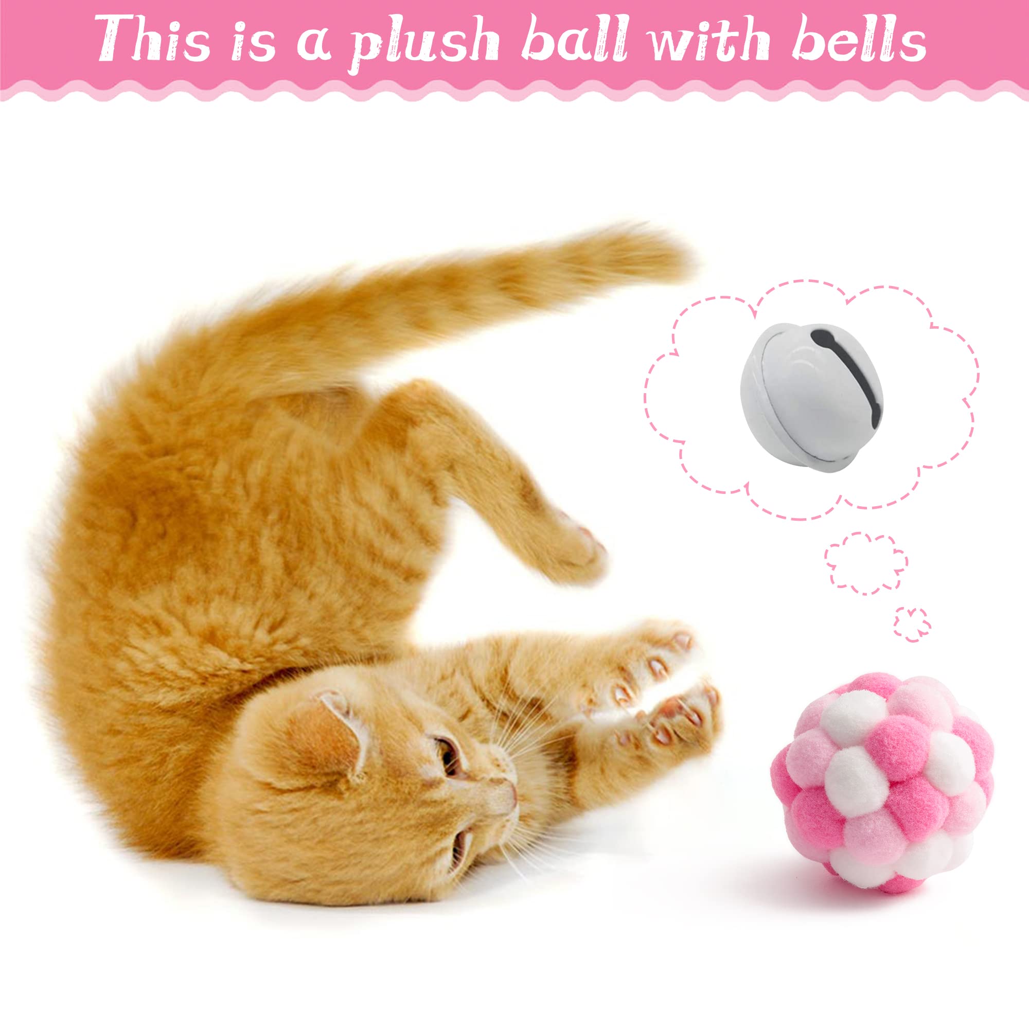 10Pcs Interactive Cat Toy Set - Feather Teaser Wand, Springs, Mice, Crinkle Balls & Bell Balls - Fun Puzzle Toys for Indoor Cats - Perfect Gift for Kitty Playtime (Pink) | Great for Boredom Relief & Exercise