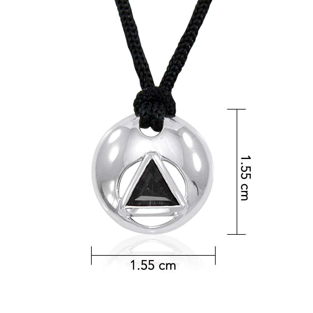 Circle of Recovery AA Symbol Silver Disk Pendant - Alcoholics Anonymous Jewelry for Men & Women - Perfect for 12-Step Meetings, Sobriety Gifts & Spiritual Support