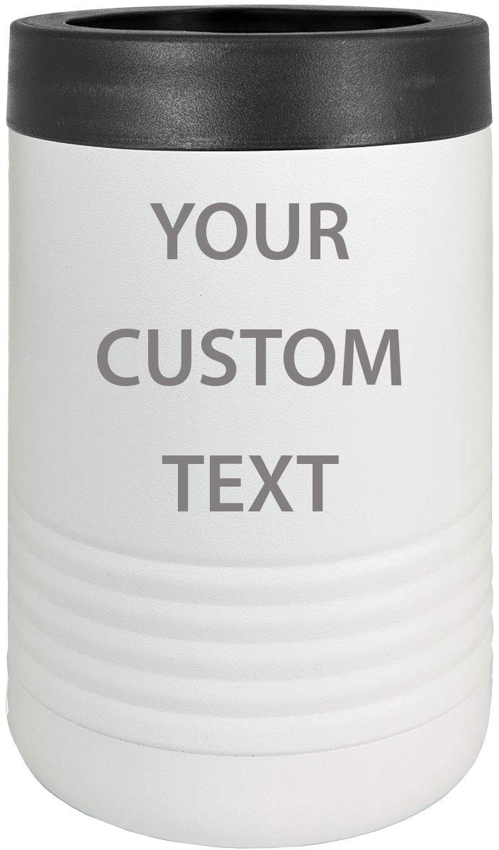 Personalized Stainless Steel Engraved Insulated Beverage Holder - Custom Aluminum Can & Glass Bottle Cooler (White) - Perfect for Outdoor Picnics, Camping & Office Use