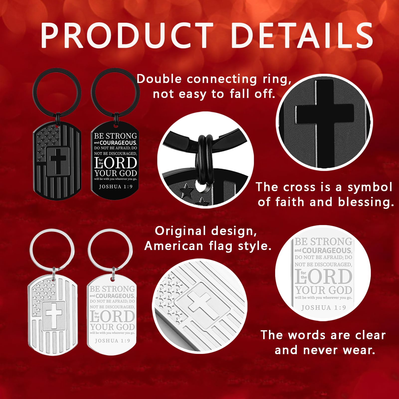 Religious Keychain for Men - Baptism, First Communion, Confirmation Gifts - Easter & Graduation Present - Durable & Meaningful Keepsake for Christian Faith & Special Occasions
