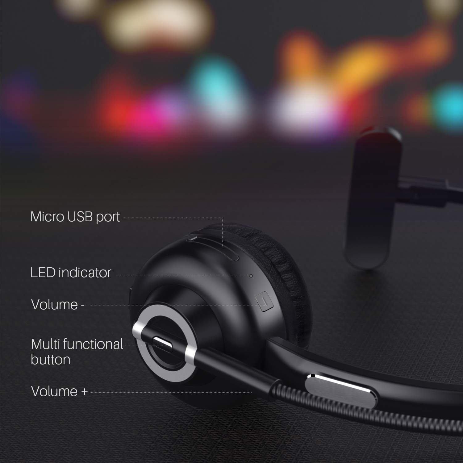 RAOPINGX Trucker Bluetooth Headset Wireless Headphones with Microphone - Over-Ear Noise Cancelling Headset for Phone Calls, Bluetooth 5.0 - Perfect for Truck Drivers, Call Centers, Office Work & Driving