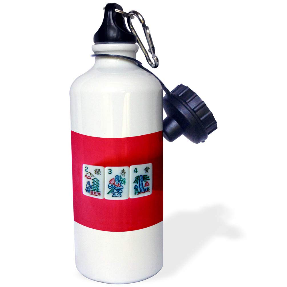 3D Rose Mah Jongg Flowers Sports Water Bottle - 21 oz Insulated Stainless Steel Bottle for Gym, Hiking & Outdoor Activities - Brown