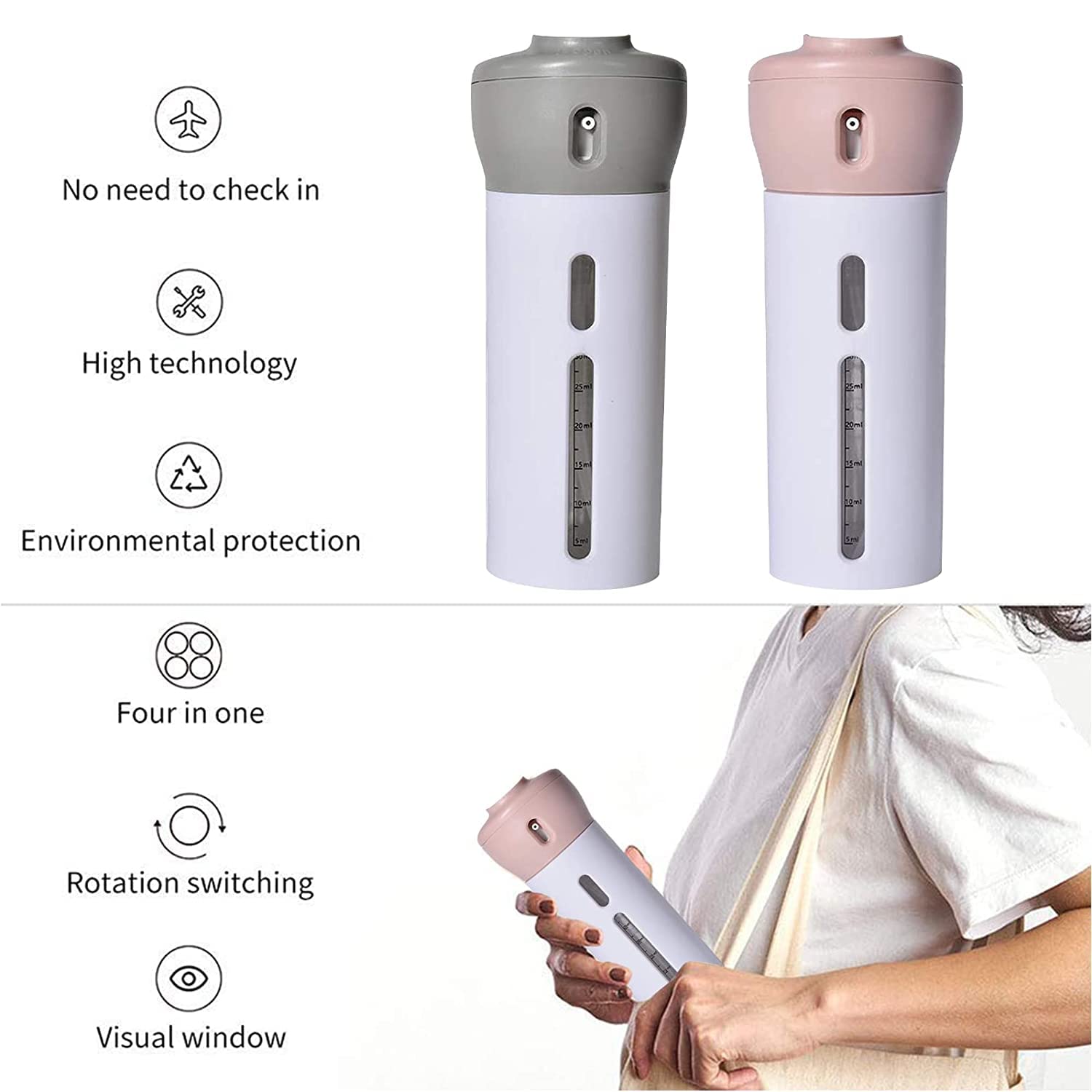 Slyford ABS 4-in-1 Travel Shampoo Lotion Gel Dispenser Set - 4x 40ml Leak-Proof Cosmetic Pump Bottles for Shampoo, Conditioner, Body Wash & Lotion (Multi-Color) - Perfect for Gym, Travel, Camping & Home Bathroom Organization