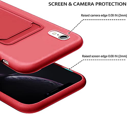 Liquid Silicone Wallet Case for iPhone XR 6.1 Inch - Slim Protective Phone Cover with Card Holder & RFID Blocking - Soft Durable Material (Red) - Perfect for Daily Use, Travel & Hands-Free Convenience