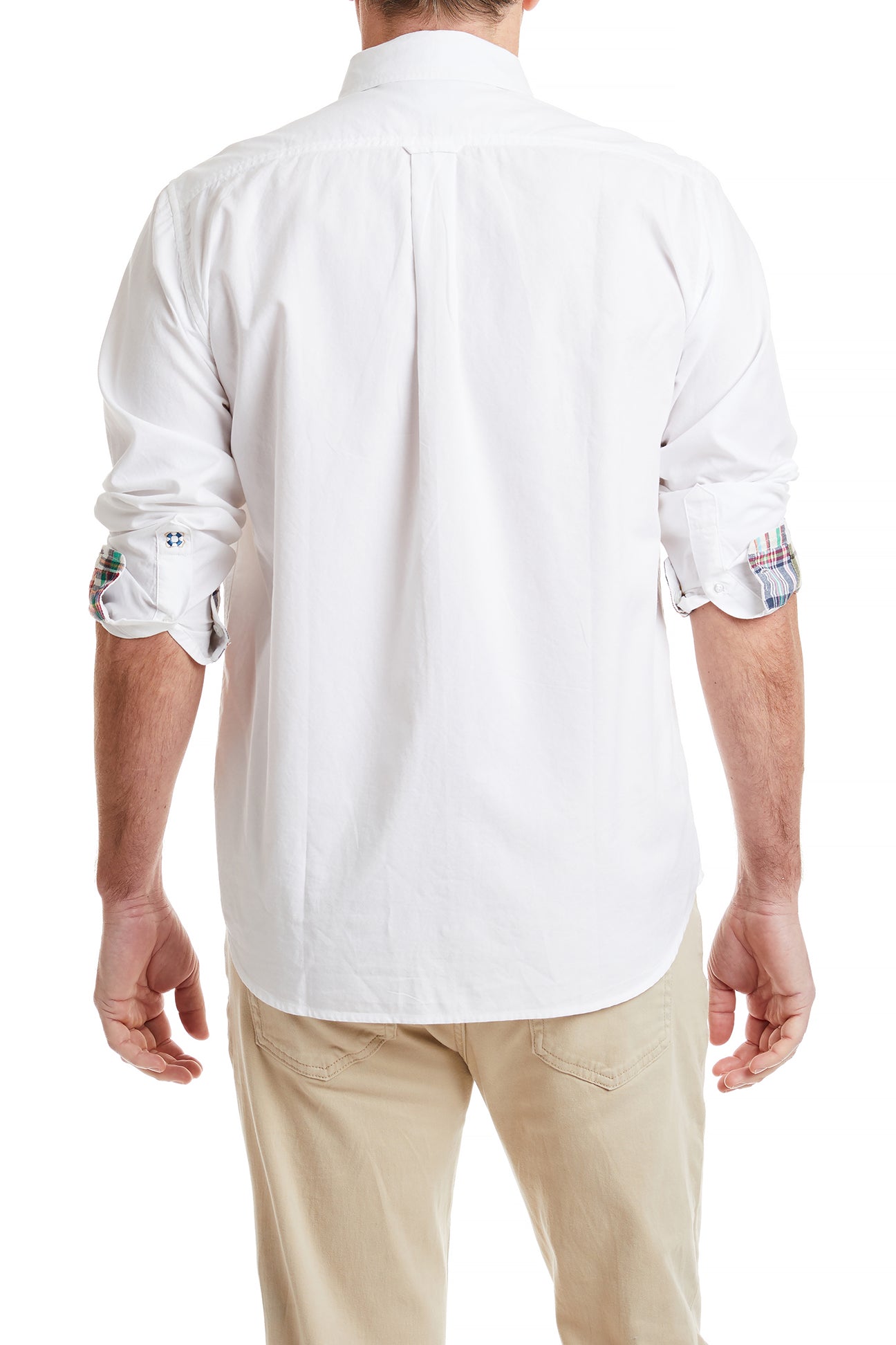 Chase White Oxford Shirt with Osterville Patch Madras - Classic Casual Wear for Men's Office & Summer Outfits