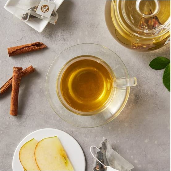 ZEESOON Apple Cinnamon Black Tea Bags (1.5g x 12 Count) - Premium Herbal Tea with Ripe Apple Aroma & Spicy Cinnamon Notes - Pyramid Tea Bags for Relaxation, Afternoon Tea & Gift Giving