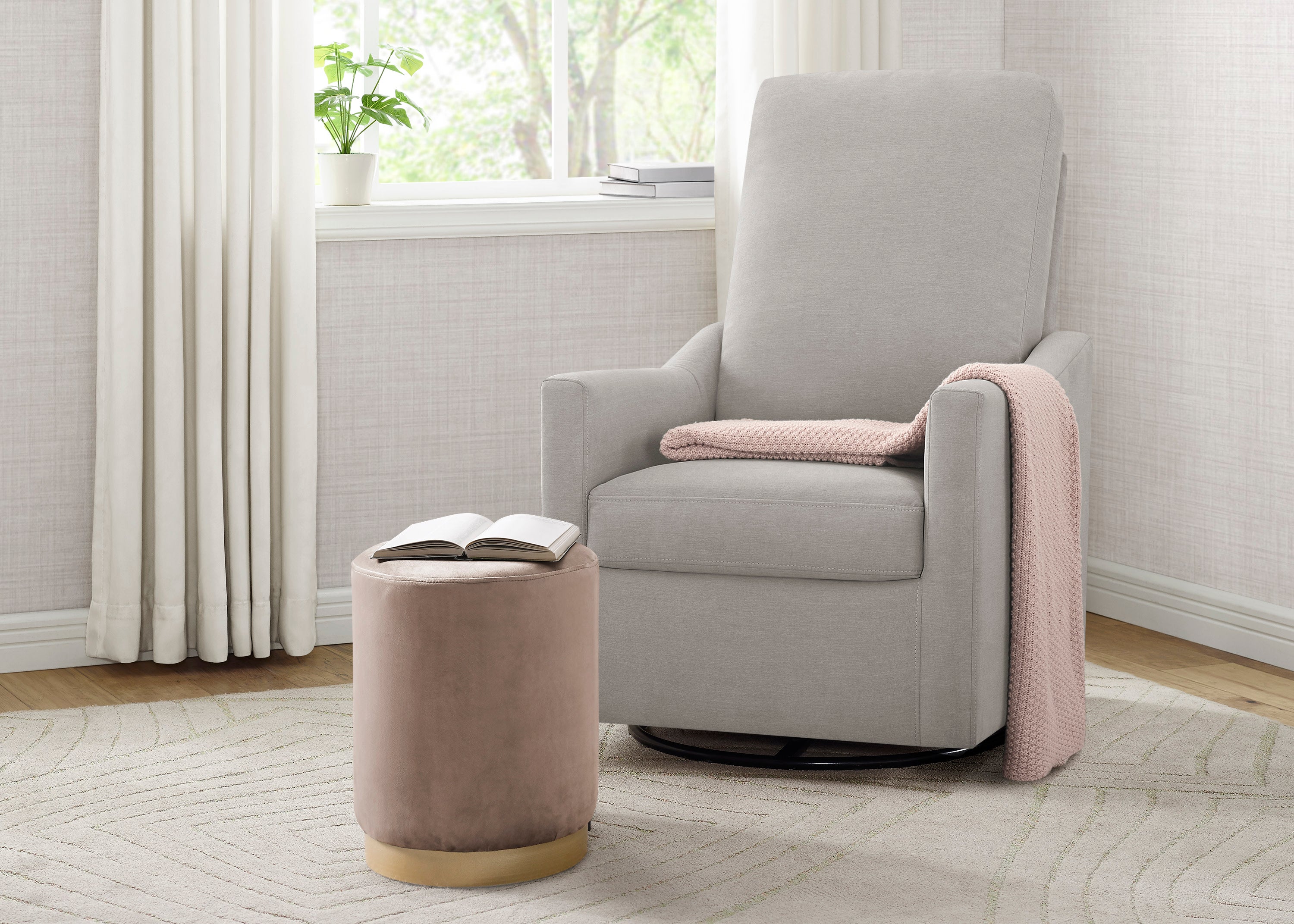 Andie Nursery Glider Swivel Chair - Stain Resistant LiveSmart Fabric - Comfortable Rocking Chair for Breastfeeding & Baby Nursery - Perfect for Nursing, Reading & Relaxing with Your Newborn