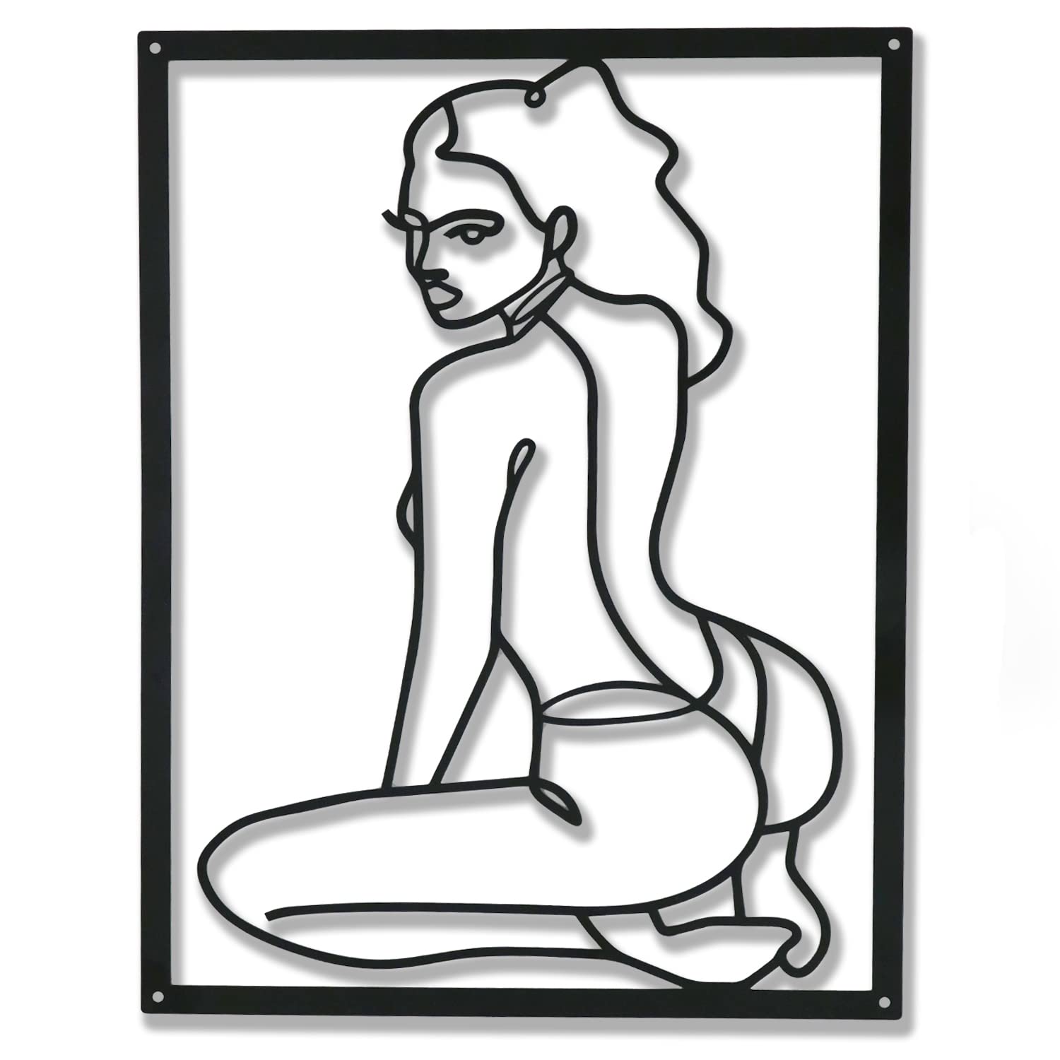 Minimalist Female Body Metal Wall Art - Black Abstract Line Decor for Bedroom & Living Room