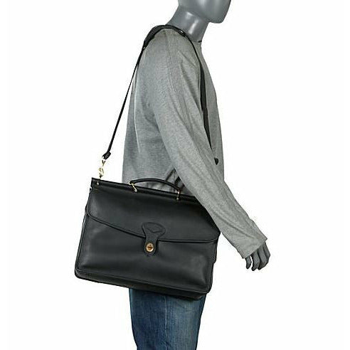 University Slim Dowel Briefcase #2452 - Professional Leather Laptop Bag for Men & Women - Perfect for Business, Office, and Travel Use