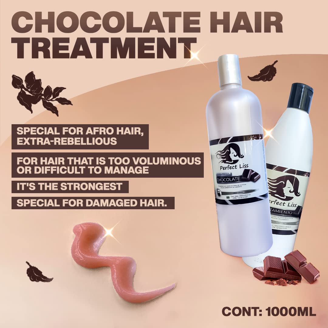 Perfect Liss Miami Chocolate Keratin Hair Treatment Kit 33oz - Professional Hair Repair for Damaged Hair | Salon-Quality Smoothing Treatment for Frizzy, Curly & Color-Treated Hair - At-Home Hair Care Solution