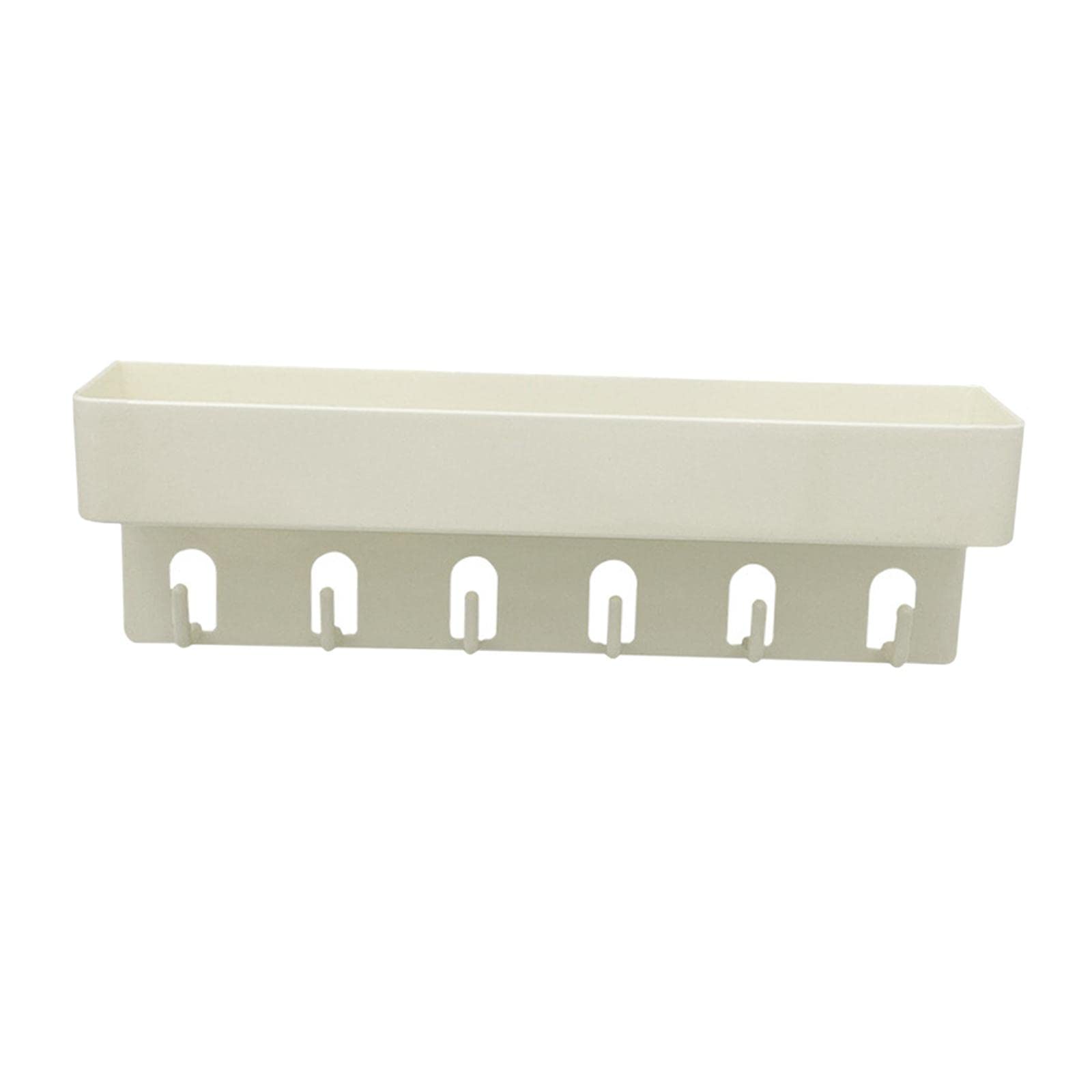 Wall Mounted Bathroom Storage Shelf Organizer - Floating Shower Shelves with 6 Hooks, White Space-Saving Shower Caddy for Toiletries & Nails | Perfect for Small Bathrooms & Apartment Showers