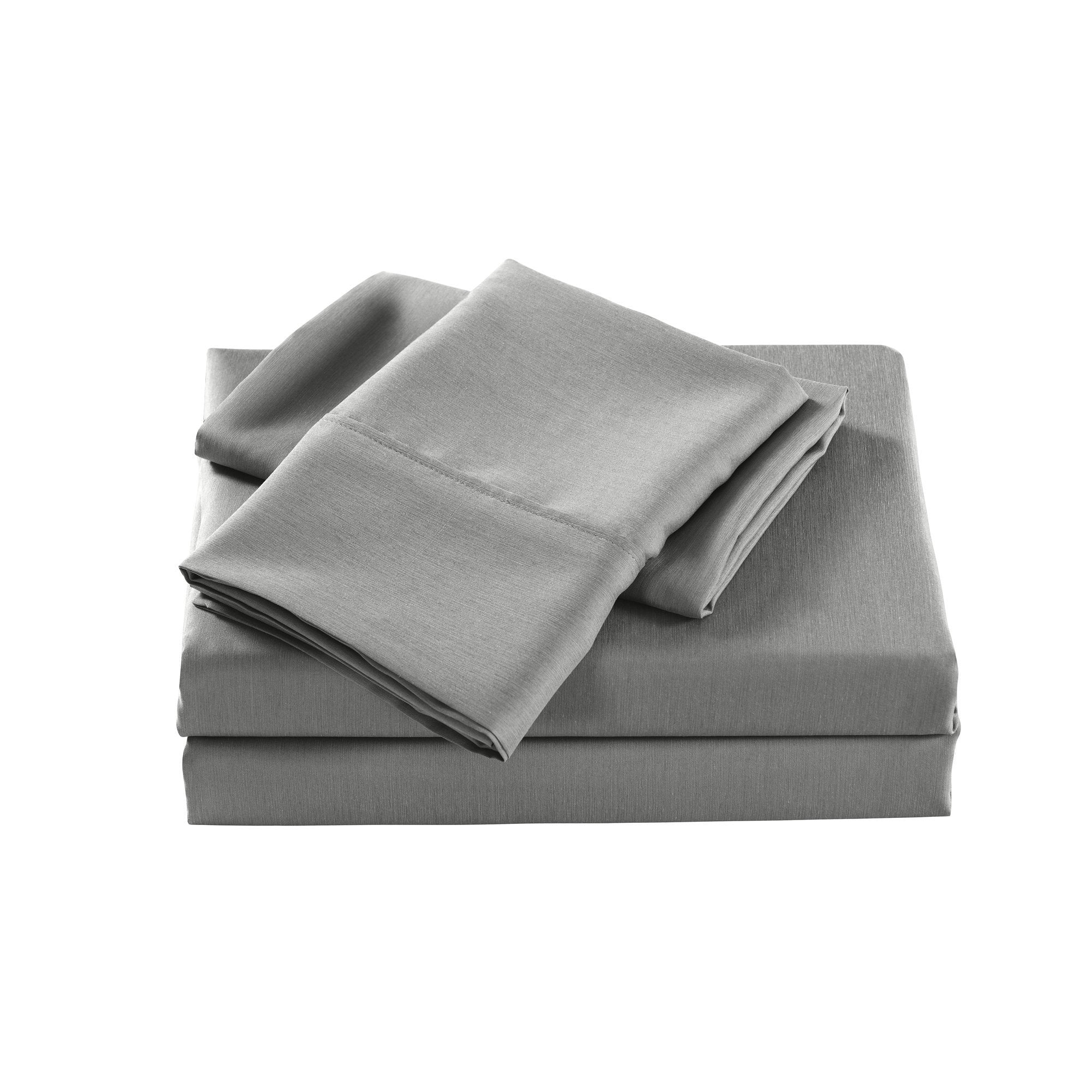 2000 Thread Count Bamboo Cooling Sheet Set - Ultra Soft Queen Size Bed Sheets for Hot Sleepers, Breathable & Hypoallergenic - Mid Grey Luxury Bedding for Summer & All Seasons Use