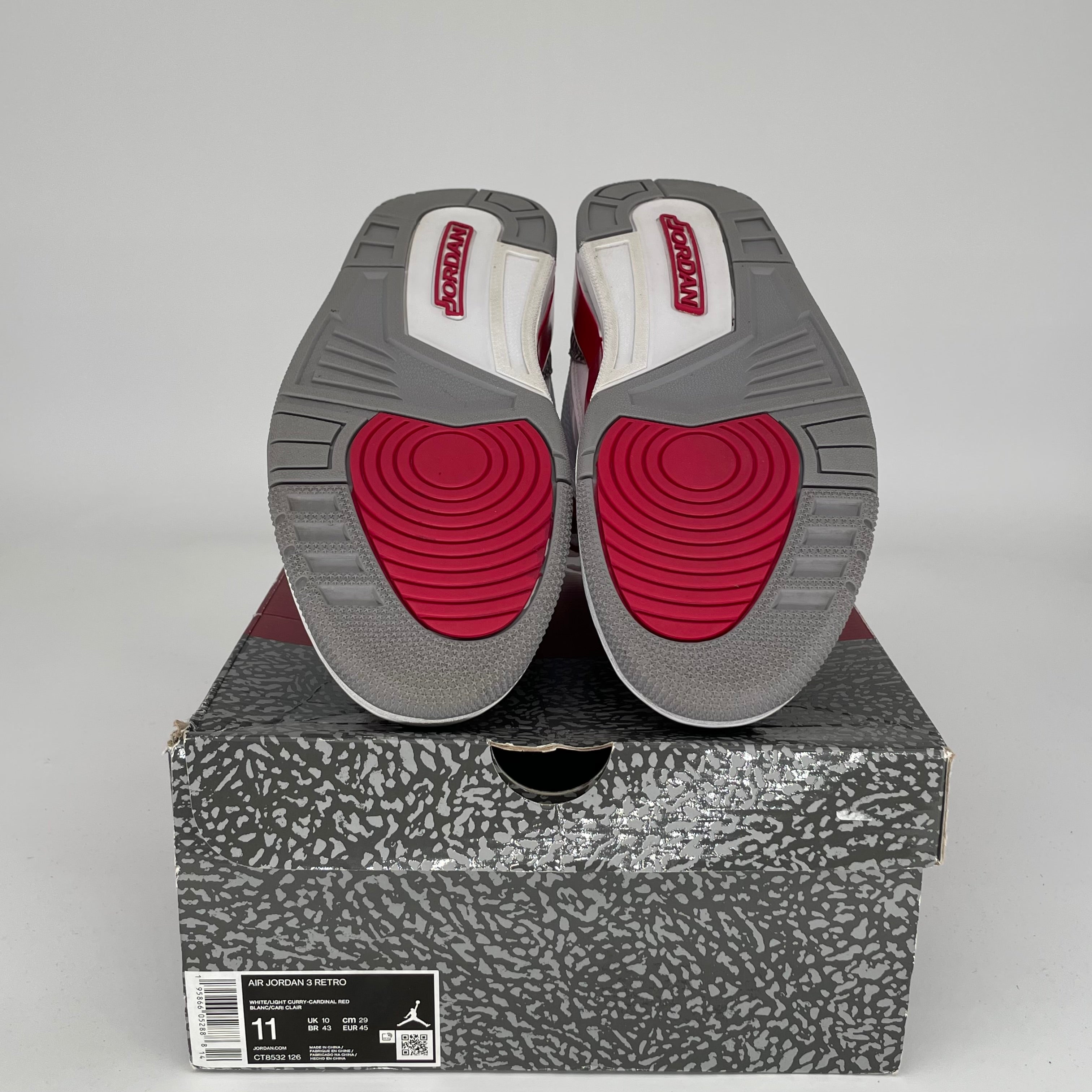 AIR JORDAN 3 Cardinal Red Retro Basketball Shoes Men's Size 11 (CT8532-126) - Perfect for Streetwear, Sneaker Collecting & Casual Fashion