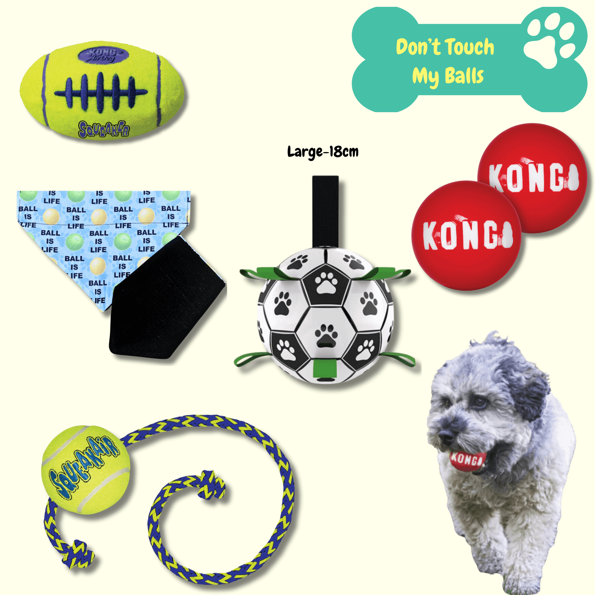 Funny Dog Gift Box - Don't Touch My Balls Toy & Treats Set - Perfect for Dog Lovers, Birthday & Christmas Presents - Great for Playtime and Training Rewards