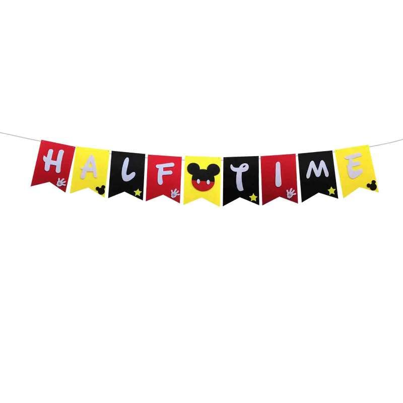 Mickey Mouse Half Birthday Banner Decorations - 6 Months Birthday Party Supplies for Kids - Indoor Outdoor Mickey Theme Party Decor - Perfect for Baby Showers, First Birthday Celebrations & Nursery Room Decorations