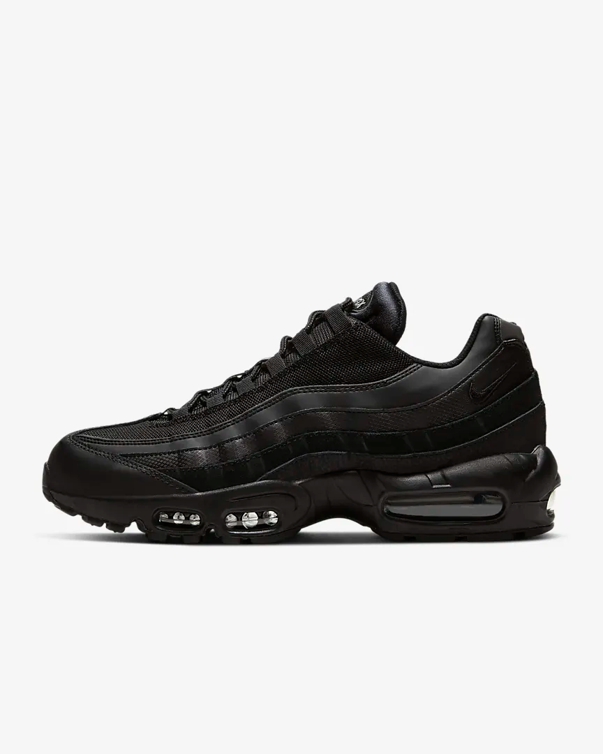Nike Men's Air Max 95 Essential Running Shoes - Black/Dark Grey - Comfortable Cushioned Sneakers for Jogging, Gym Workouts & Casual Wear