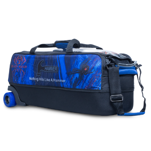 Hammer Black Widow Triple Tote Blue Dyesub Bowling Bag - Premium 3-Ball Bowling Tote with Durable Construction - Perfect for League Play & Tournament Bowling