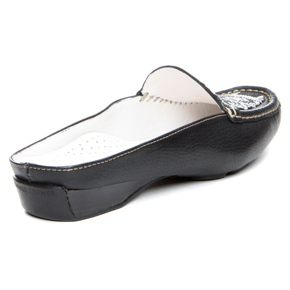 Donald J Pliner Women's LovageSP Black/White/Black Leather Loafers Size 6 M - Comfortable Slip-On Shoes for Work, Travel & Casual Outfits