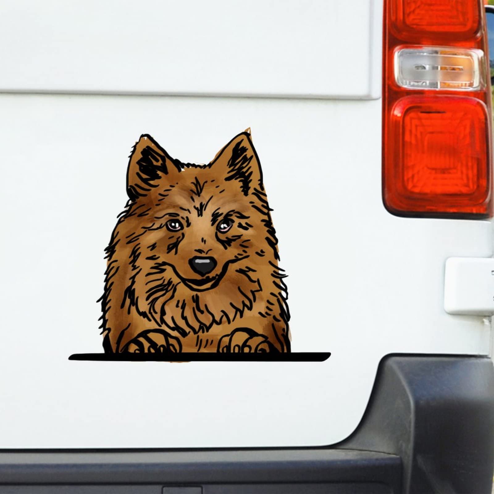 Finnish Spitz Dog Watercolor Vinyl Sticker - Peeking Dog Car Decal for Bumper, Laptop, Truck | Perfect Gift for Dog Lovers & Pet Owners | Durable Decoration for Cars, Laptops, Notebooks, Water Bottles