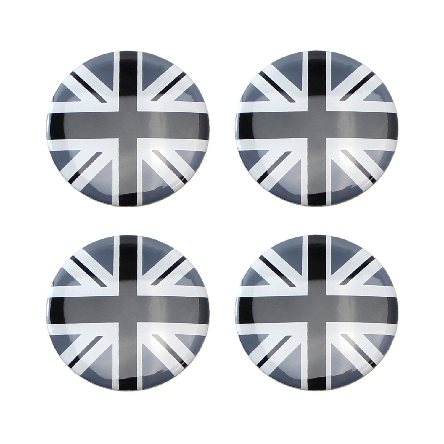 4-Pack Black & Grey Union Jack UK Flag Wheel Center Cap Covers for MINI Coopers - British Style Hubcaps for MINI Cooper S, Clubman, Countryman - Perfect for Car Enthusiasts & UK Pride Accessories