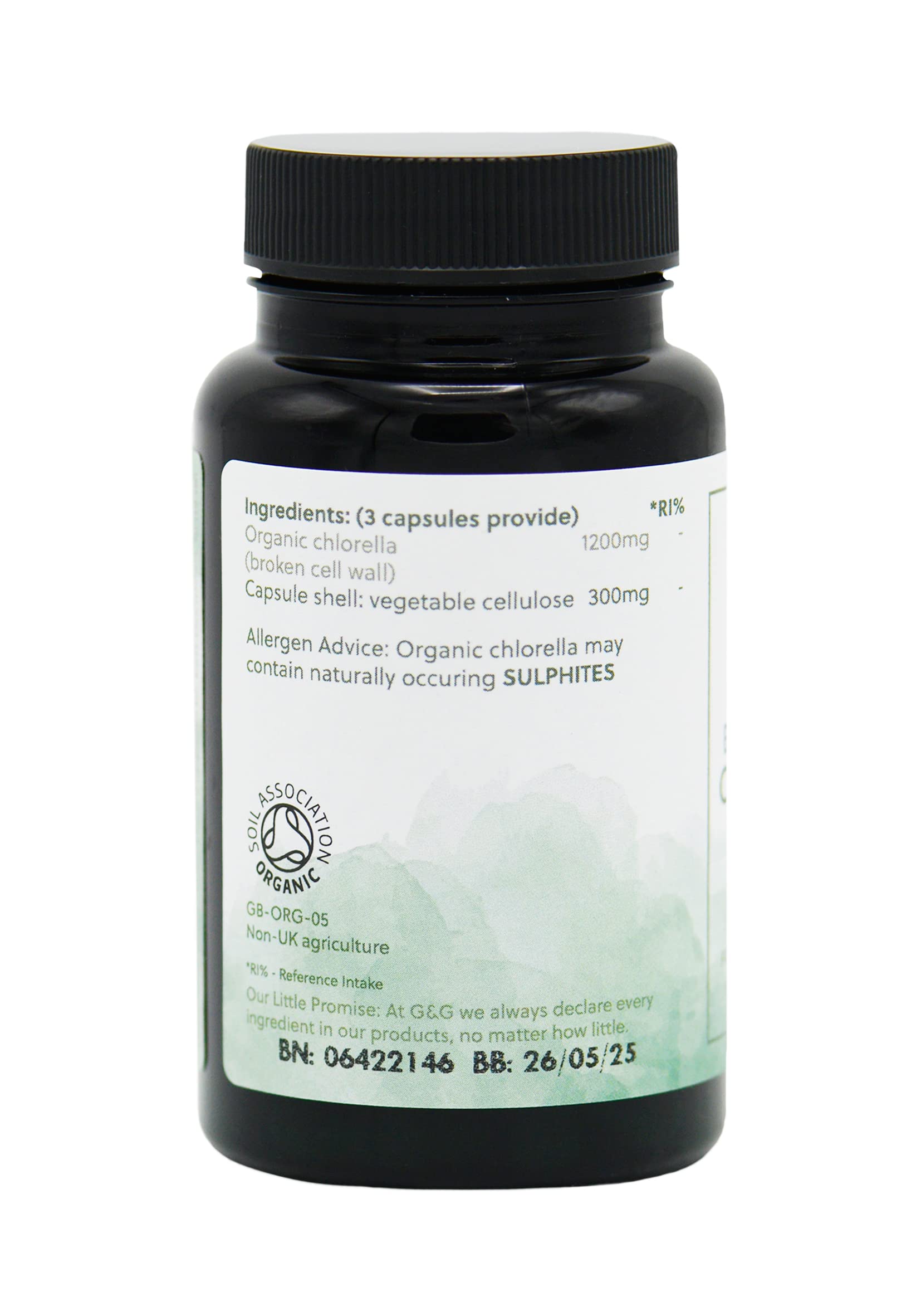 Organic Broken Cell Chlorella Supplement - 1200mg per Serving (60 Vegan Capsules) | High Potency Algae Superfood for Detox & Immunity Boost | Perfect for Daily Wellness & Cleanse Routines