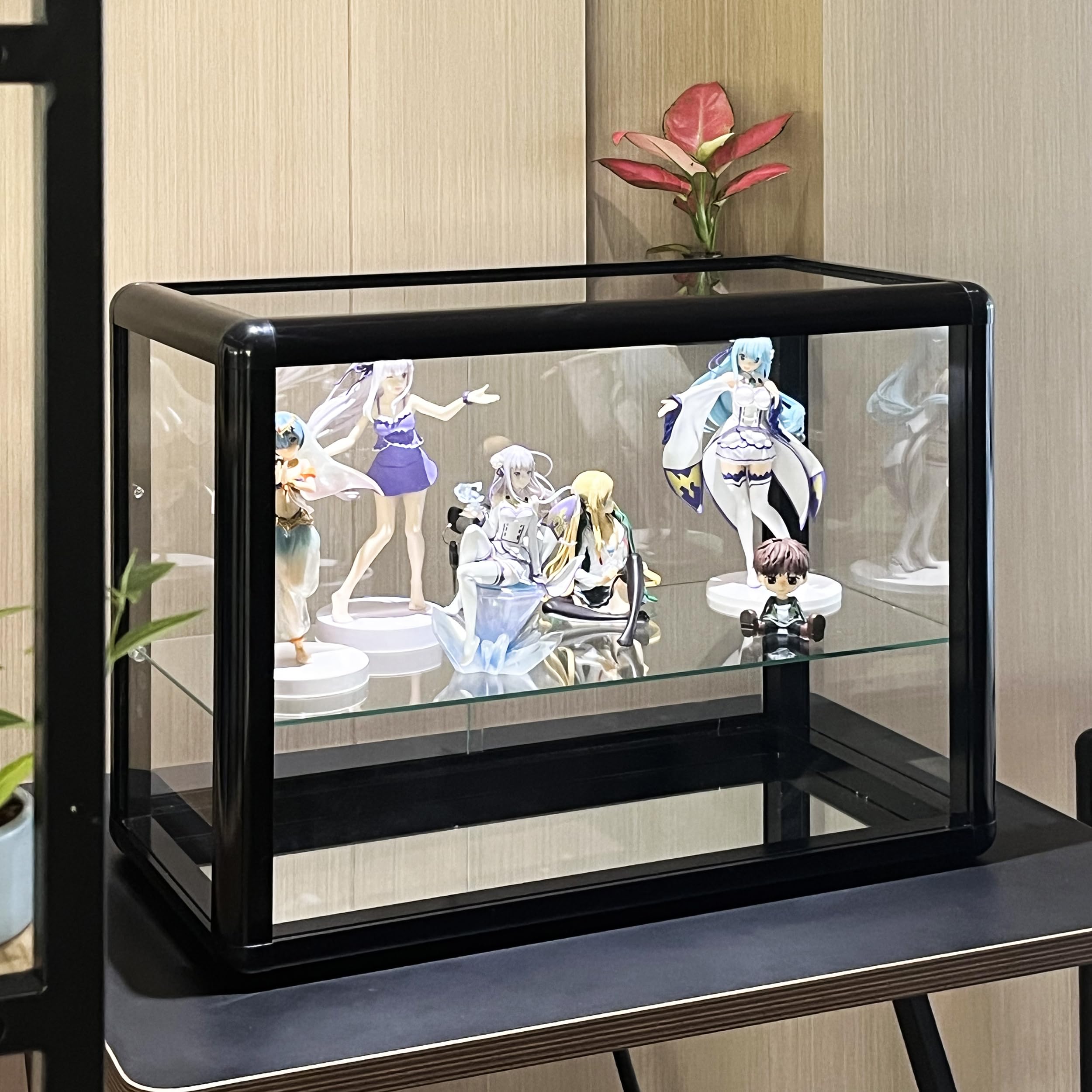 3-Tier Tempered Glass Display Case with Sliding Door & Lock - 24